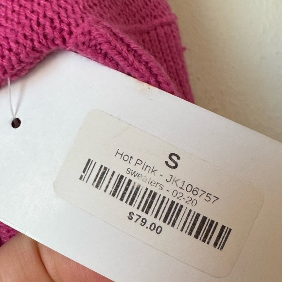 NWT Jack by BB Dakota Dolman Cable Knit V-Neck Sweater in Hot Pink- Size S - Picture 3 of 8